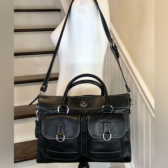 W DOONEY BOURKE Tumbled Black Leather Top Handle Satchel Laptop Shoulder Bag - Picture 17 of 17